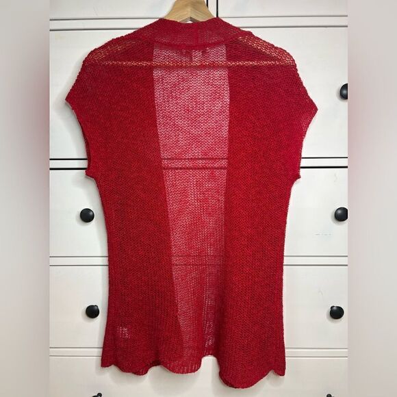 Coldwater Creek linen red Christmas cardigan top size XS 4-6 knit short sleeve - Picture 14 of 15